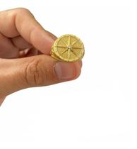 Anel Rosas Dos Ventos Banhado A Ouro 18k Luxo Masculino