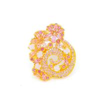 Anel Rose Com Pedras Zirconias Rosas Folheada A Ouro 18K 18 Anel Rose Com Pedras Zirconias Rosas Folheada A Ouro 18K 18