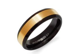 Anel Rosso Aço Aro 25 -7Mm Centro Gold E Interior Black Anel Rosso Aço Aro 25 -7Mm Centro Gold E Interior Black