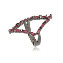 Anel Rubi Losango Vazado Ródio Negro Anel Rubi Losango Vazado Ródio Negro