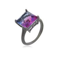 Anel Rubi Roxo Quadrado Ródio Negro Anel Rubi Roxo Quadrado Ródio Negro