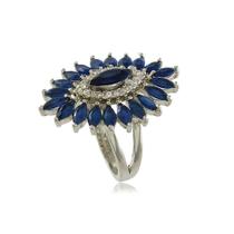 Anel Safira Zircônias Losango Navete Ródio Anel Safira Zircônias Losango Navete Ródio