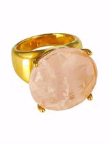 Anel Sagrado Quartzo Rosa Tam 15 - Banho De Ouro