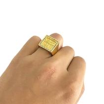 Anel Salmo 91 Cravejado Ajustável - Banhado a Ouro 18k