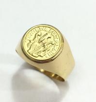 Anel São Bento Ouro 18k - 750 Papa Católico Santo Cajado K630 Anel São Bento Ouro 18k - 750 Papa Católico Santo Cajado K630