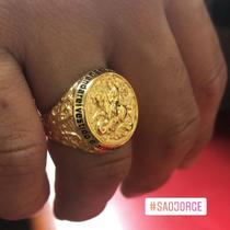 Anel São Jorge Banhado a Ouro Amarelo 18k com 10 Milésimos e Detalhes Esmaltados Anel São Jorge Banhado a Ouro Amarelo 18k com 10 Milésimos e Detalhes Esmaltados