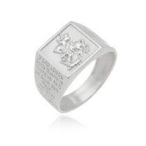 Anel São Jorge Prata 925 Kl Guerreiro Com Oração De Guerra