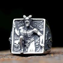 Anel Satânico De Aço Inoxidável Com Cabeça De Cabra Baphomet Para Homens, Joia De Deidade Da