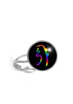 Anel Sei He Ki Símbolo do Reiki Unissex e Ajustável