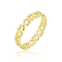 Anel Semi Jóia Dourado Corações