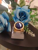 Anel semijoia banho de ouro 18kl com pedra Safira azul Anel semijoia banho de ouro 18kl com pedra Safira azul