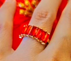 Anel Semijoia Meia Aliança Maxi Brilho Royale Escarlate Vermelho - Reissil Anel Semijoia Meia Aliança Maxi Brilho Royale Escarlate Vermelho - Reissil