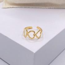 Anel semijoia trio coracao