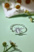 Anel Sensorial Giratório de Prata 925 com Banho de Ródio e Pedra Olho de Gato