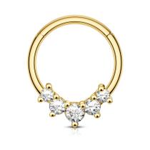 Anel Septum COCHARM Gold 1,2 mm 10 mm com aço inoxidável CZ transparente