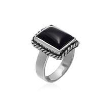 Anel Série Lúcifer Morningstar, Ônix Natural, Prata 925