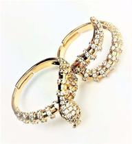 Anel Serpente Cravejado Zirconias Ajustável 2 Dedos 1442 Anel Serpente Cravejado Zirconias Ajustável 2 Dedos 1442