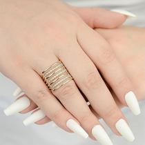 Anel Sete Elos com Zircônias Folheado a Ouro 18k