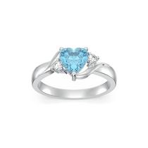 Anel Shusukue March Birthstone Aquamarine 925 em prata tamanho 6.5