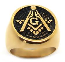 Anel Símbolo Maçônico Compasso G Maçon em Aço Inox
