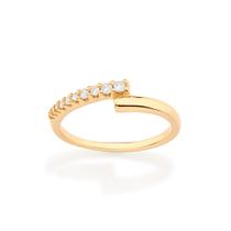 Anel skinny 18k com zircônias BRANCO 513288 Rommanel Anel skinny 18k com zircônias BRANCO 513288 Rommanel