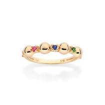 Anel skinny banhado a ouro 18k com zircônias coloridas Cód. 51355414 TAM 18