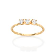 Anel Skinny Banhado a Ouro com Zircônias Rommanel 513670 Tamanho:12Cor:BRANCO