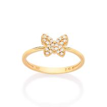 Anel Skinny Borboleta Folheado Ouro 18k Rommanel 513429 Anel Skinny Borboleta Folheado Ouro 18k Rommanel 513429