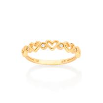 Anel skinny corações 18k com zircônias 513331 Rommanel Anel skinny corações 18k com zircônias 513331 Rommanel