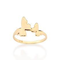 Anel Skinny Duas Borboletas Banhado a Ouro Rommanel 513591