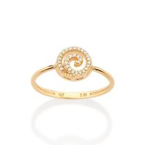 Anel Skinny Espiral Banhado Ouro Zircônia Rommanel 513456 Anel Skinny Espiral Banhado Ouro Zircônia Rommanel 513456