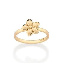 Anel skinny flor de pluméria banhado a ouro 18k Cód. 5135551200 TAM 12