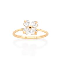 Anel skinny flor folheado a ouro BRANCO 513389 Rommanel