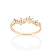 Anel Skinny Flores Rommanel Fol. Ouro com Zircônia 513246