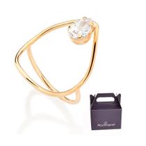Anel Skinny Gota Banhado à Ouro com Zircônia Rommanel 513508 Anel Skinny Gota Banhado à Ouro com Zircônia Rommanel 513508
