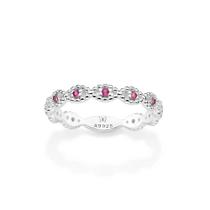 Anel Skinny Infinitos com Zircônia Prata 925 Rommanel 810402 Tamanho:12Cor:ROSA Anel Skinny Infinitos com Zircônia Prata 925 Rommanel 810402 Tamanho:12Cor:ROSA