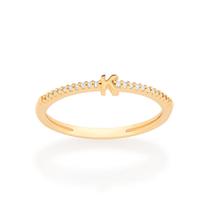 Anel skinny letra 18k com zircônias Letra k 513071 Rommanel