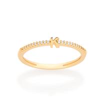 Anel skinny letra 18k com zircônias Letra k 513071 Rommanel