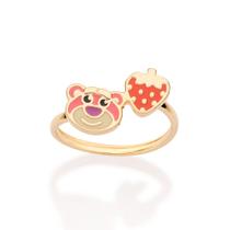Anel Skinny Lotso E Morango Banhado a Ouro Rommanel 513574 Anel Skinny Lotso E Morango Banhado a Ouro Rommanel 513574