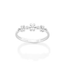 Anel Skinny Prata 925 Com Flores e Zirconias Rommanel 810381 Tamanho:18Cor:BRANCO
