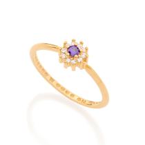 Anel skinny ring 18k com zircônias LILÁS 512363 Rommanel