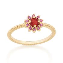 Anel skinny ring 18k flor com zircôn 512716 Rommanel Anel skinny ring 18k flor com zircôn 512716 Rommanel