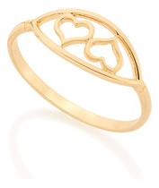 Anel Skinny Ring Com Detalhe De Dois Coraç 512234 Anel Skinny Ring Com Detalhe De Dois Coraç 512234