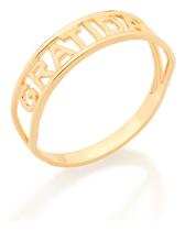 Anel Skinny Ring Escrito Gratidão.(joia Lic 512850