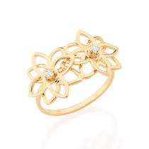 Anel Skinny Ring Flores Com Zircônias Rommanel 512229