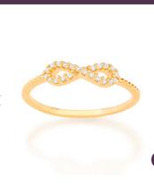 Anel skinny ring infinito banhado a ouro 18k com zircônias 512885-1806 tam 18