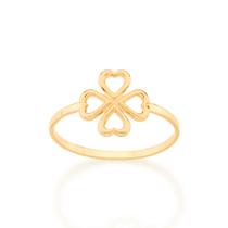 Anel skinny ring trevo de 4 folhas banhado a ouro 18k Linha Permanente Rommanel