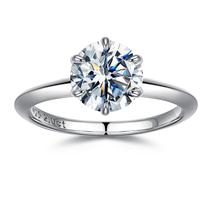 Anel SMILEST Classic Moissanite 2 quilates, cor D, VVS1, prata 925