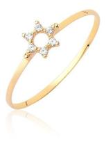 Anel Sol Estrela Delicado Em Ouro Puro 18k As518