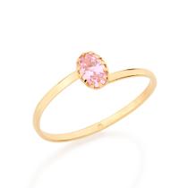 Anel solitário 18k com zircônia ROSA 512177 Rommanel